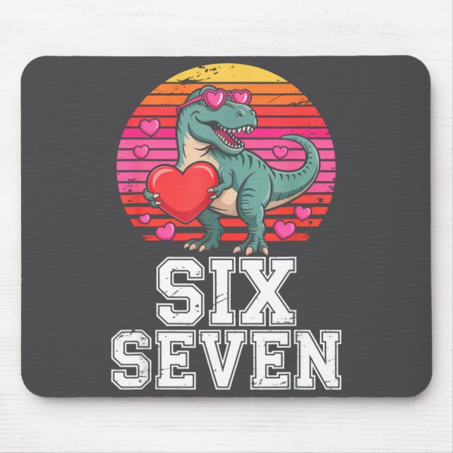 Six Seven Valentine’s Day Dinosaur T-rex For Kids  Mousepad (Vorne)