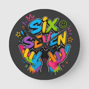 Six Seven Vibe Runde Wanduhr