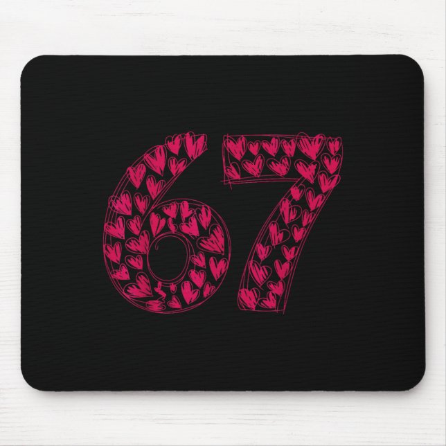 Six Seven Viral Sketch Heart 67 Cute Valentine Sch Mousepad (Vorne)