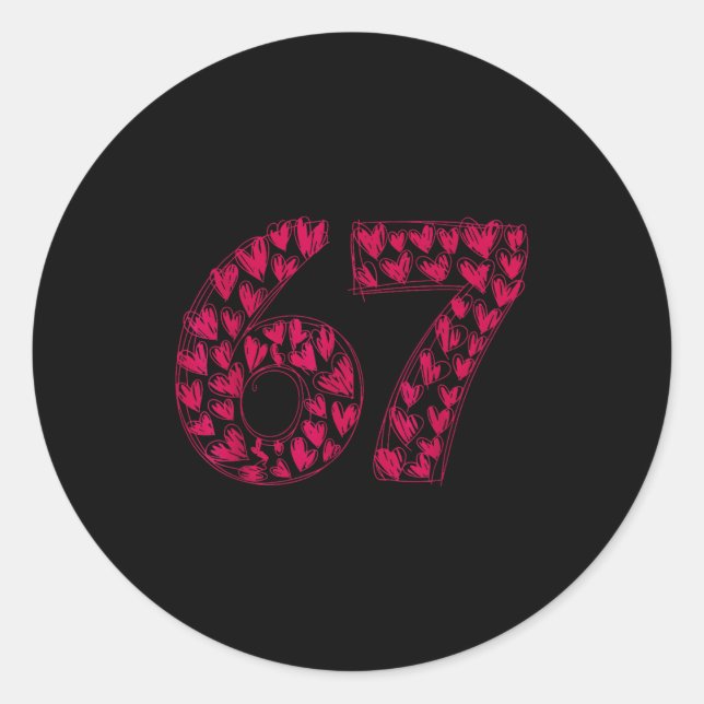 Six Seven Viral Sketch Heart 67 Cute Valentine Sch Runder Aufkleber (Vorderseite)