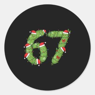 Six Seven Weihnachtsgurke Lustiger Feiertag 67 Mem Runder Aufkleber
