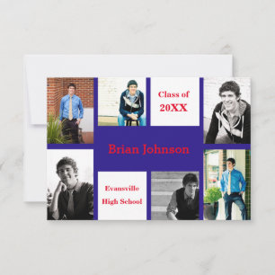 Six/Sieben Fotos blau/rot - 3x5 Grad Bekanntgabe Einladung