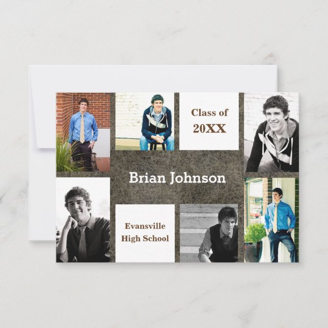 Six/Sieben Fotos Leder - 3 x 5 Grad Bekanntgabe Einladung (Vorderseite)