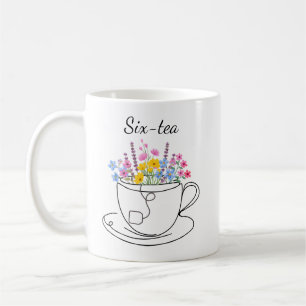 Six-Tea 60. Geburtstag Whimsical Farbige Blumen Kaffeetasse