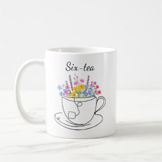 Six-Tea 60. Geburtstag Whimsical Farbige Blumen   Kaffeetasse