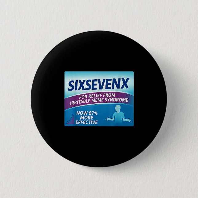Sixsevenx Relief From Meme Numbers Parody Teacher  Button (Vorderseite)