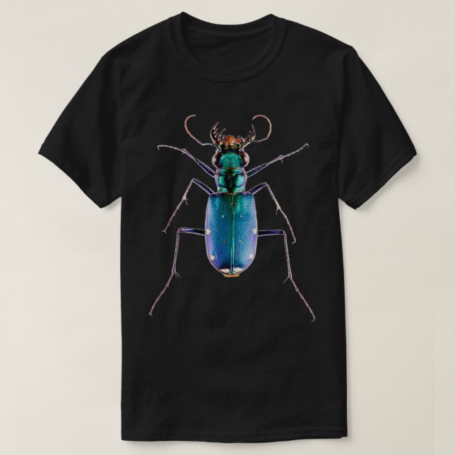 Sixspotted Green Tiger Käfer Cicindela sexguttata T-Shirt (Design vorne)