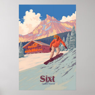 Sixt Snowboarden Reiseplakat Poster