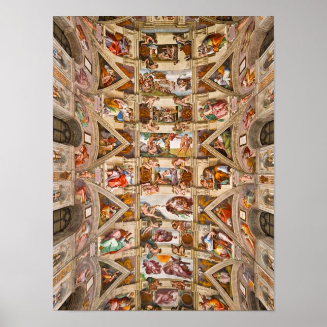 Sixtinische Kapelldecke, 1512 von Michelangelo Poster (Vorne)