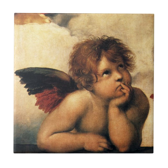 Sixtinische Madonna Engel von Raffael Sanzio Fliese (Vorderseite)