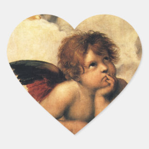Sixtinische Madonna Engel von Raphael Sanzio Herz-Aufkleber