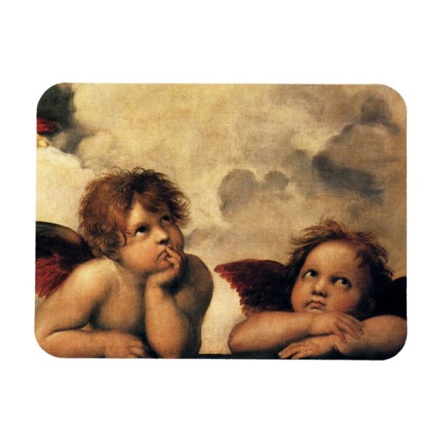 Sixtinische Madonna Engel von Raphael Sanzio Magnet (Horizontal)