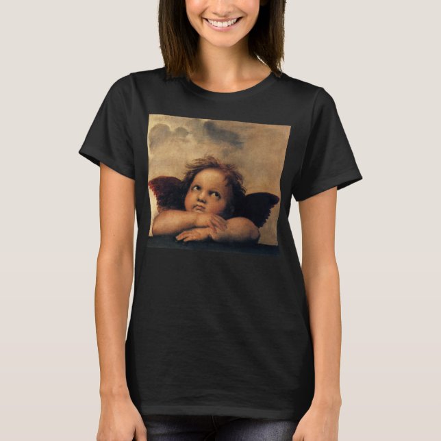 Sixtinische Madonna Engel von Raphael Sanzio T-Shirt (Vorderseite)