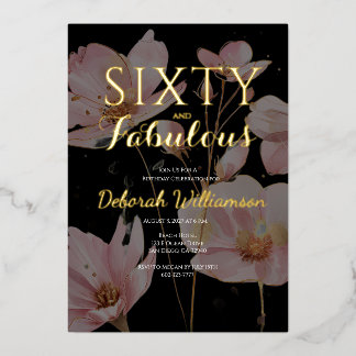 Sixty and Fabulous Black Pink 60th Birthday Party Folieneinladung