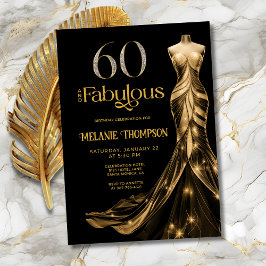 Sixty and Fabulous Gold Dress 60th Birthday Einladung