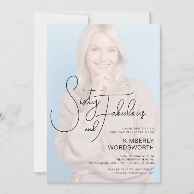 Sixty and Fabulous Photo 60th Birthday Party Einladung (Vorderseite)