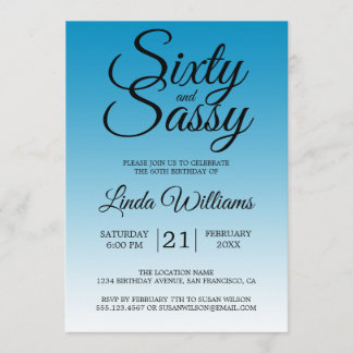 Sixty and Sassy Malibu Blue 60th Birthday Einladung
