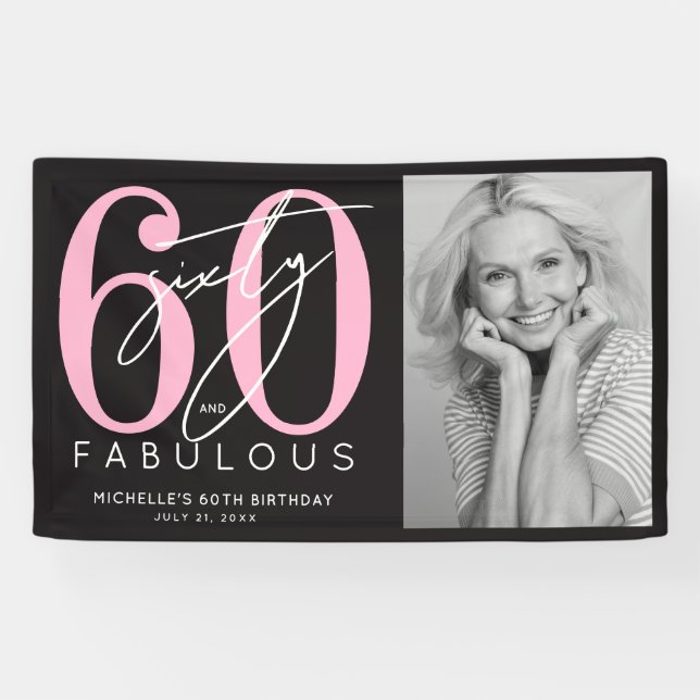 Sixty Fabulous 60th Birthday Party Banner (Horizontal)