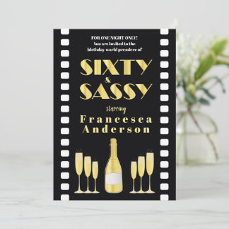 Sixty & Sassy Black Gold Champagner 20er Jahre Fil Einladung