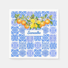 Sizilianisch-blaugelbe Zitrusfrüchte Mittelmeer-Az Serviette