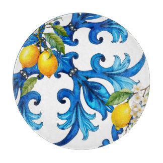 sizilianisch, Sommer, Zitrone, Mosaik, blau Schneidebrett