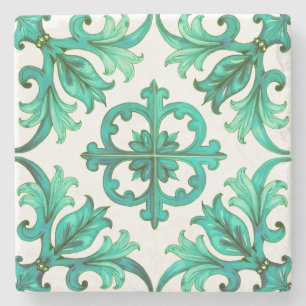 sizilianisch, Sommer, Zitrone, Mosaik, blau, Steinuntersetzer