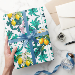 sizilianisch, Sommer, Zitrone, Mosaik, grün, Geschenkpapier
