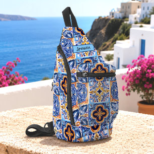 Sizilianische Blau-Weiß-Mittelmeer-Keramikfliesen Crossbody Bag