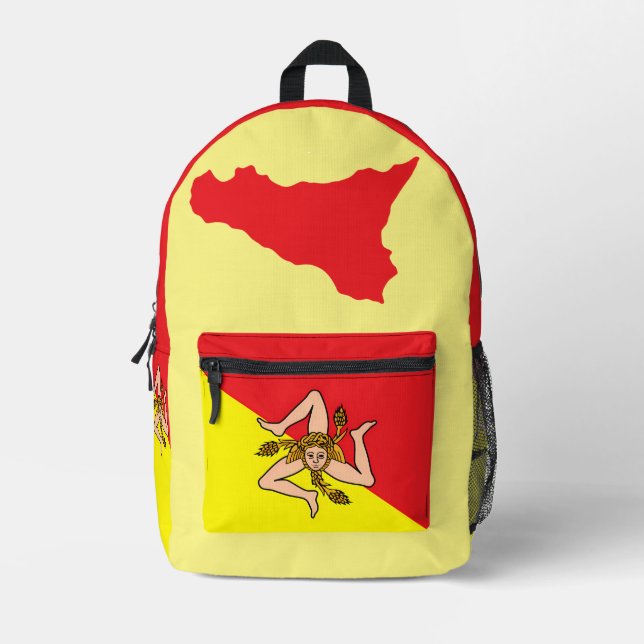 Sizilianische Flag Print Cut Sew Bag Bedruckter Rucksack (Vorderseite)