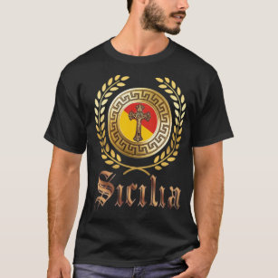 Sizilianische Flagge und Crucifix-T - Shirt