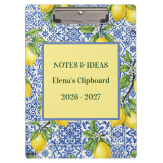 Sizilianische Fliese & Zitrone Personalisierte Rüc Klemmbrett