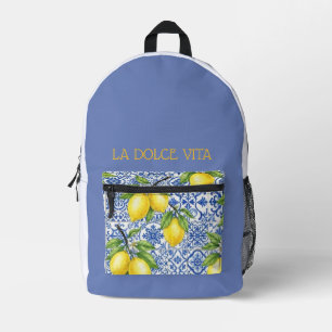 Sizilianische Fliese & Zitrone Personalisierte Sch Bedruckter Rucksack
