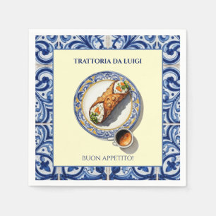 Sizilianische Fliesen Cannoli Dessert Serviette