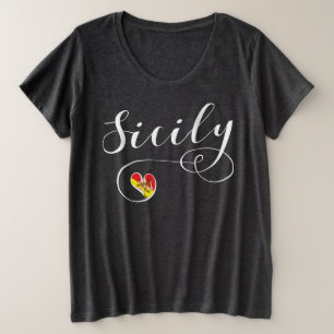 Sizilianische Herz-Flagge, Sizilien Große Größe T-Shirt