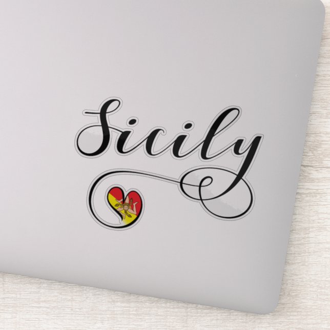 Sizilianische Herzenflagge, Sizilien Aufkleber (Detail)