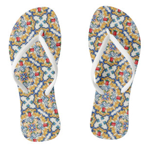 Sizilianische Majolica farbenfrohe Fliesenmuster Flip Flops