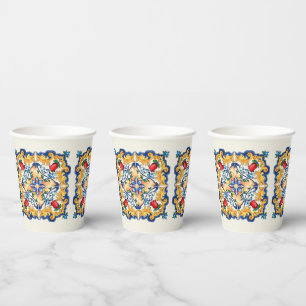 Sizilianische Majolica farbenfrohe Fliesenmuster Pappbecher
