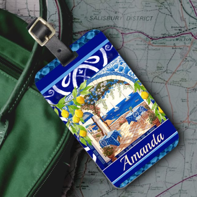 Sizilianische Mittelmeer-Majolika Zitruskacheln Gepäckanhänger (Von Creator hochgeladen)