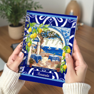 Sizilianische Mittelmeer-Majolika Zitruskacheln Notizbuch