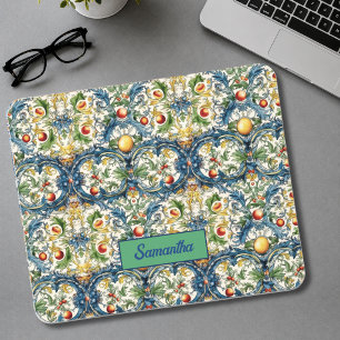 Sizilianische Mittelmeer-Orangen Majolika Blau Mousepad