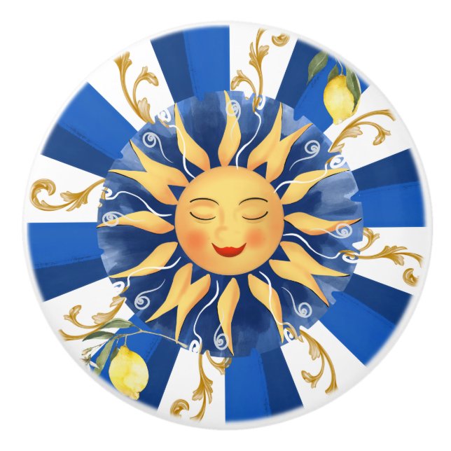 sizilianische Sonne, Majolika, Zitrone, Keramikknauf (Vorderseite)