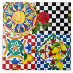 sizilianische Sonne, Zitrone, mediterrane Fliesen, Fliese<br><div class="desc">sizilianische Sonne,  mediterrane Fliesen,  Zitrusfrüchte,  Zitrone,  Majolika</div>