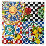 sizilianische Sonne, Zitrone, mediterrane Fliesen, Fliese<br><div class="desc">sizilianische Sonne,  mediterrane Fliesen,  Zitrusfrüchte,  Zitrone,  Majolika</div>