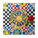 sizilianische Sonne, Zitrone, mediterrane Fliesen, Fliese<br><div class="desc">sizilianische Sonne,  mediterrane Fliesen,  Zitrusfrüchte,  Zitrone,  Majolika</div>