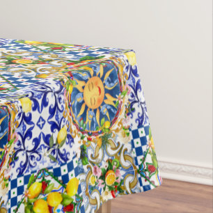 sizilianische Sonne, Zitrone, mediterrane Fliesen, Tischdecke