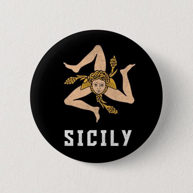 Sizilianische Vintage Stilflagge Button (Vorderseite)