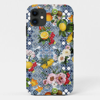 sizilianische Zitronen und Blume Vintage Fliesen M Case-Mate iPhone Hülle