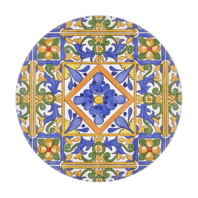 sizilianischer Stil, Majolika, Sommer, buntes Must Schneidebrett (Vorderseite)