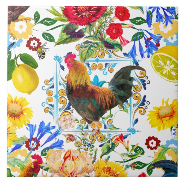 sizilianischer Stil, Majolika, Zitronen            Fliese (Vorderseite)