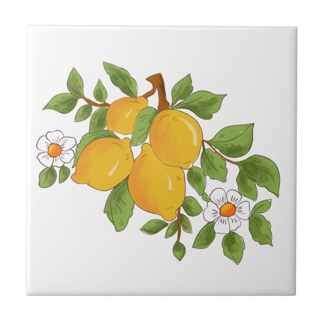 sizilianischer Stil, Majolika, Zitronen            Fliese (Vorderseite)